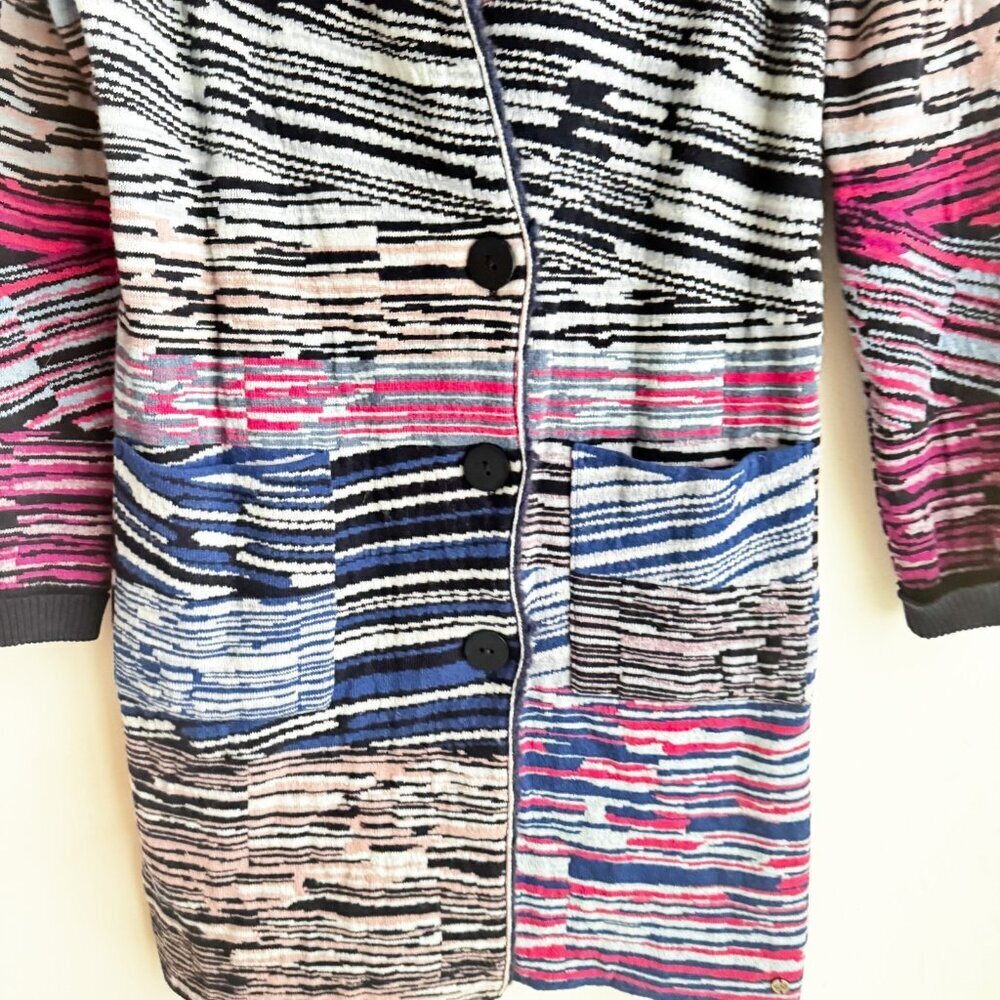 Kooi Knitwear Patchwork Colourful Long Cardigan S/6 - Picture 5 of 8